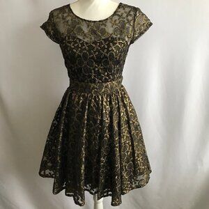 Eros Apparel New York Gold/Black Pattern Dress